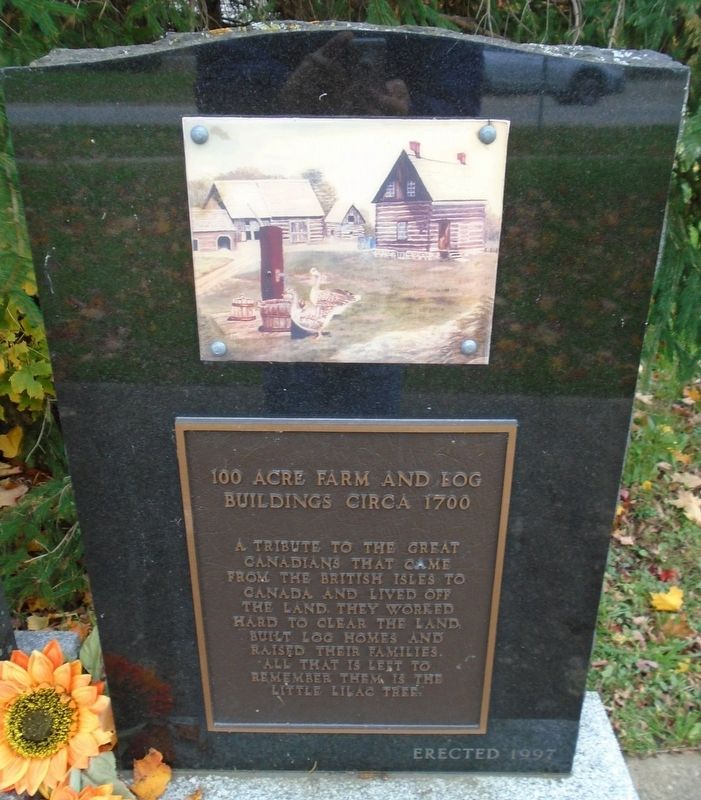 100 Acre Farm and Log Buildings circa 1700 Marker. Click for full size. 100 Acre Farm and Log Buildings circa 1700 Marker image. Click for full size.