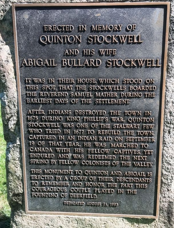 Quinton Stockwell / Abigail Bullard Stockwell Marker image. Click for full size.