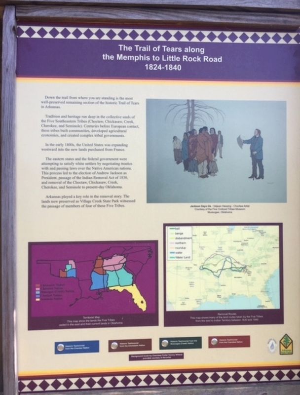 The Trail of Tears along the Memphis to Little Rock Road Marker. Click for full size. The Trail of Tears along the Memphis to Little Rock Road Marker image. Click for full size.