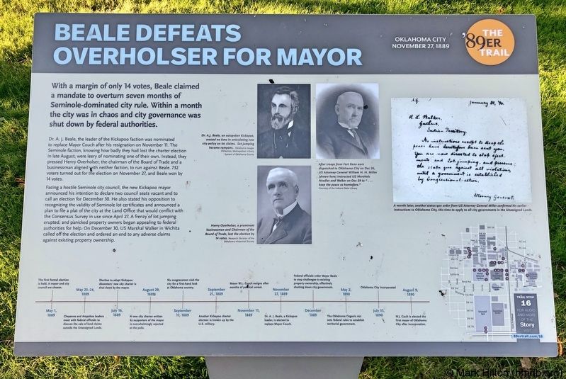 Beale Defeats Overholser For Mayor Marker. Click for full size. Beale Defeats Overholser For Mayor Marker image. Click for full size.