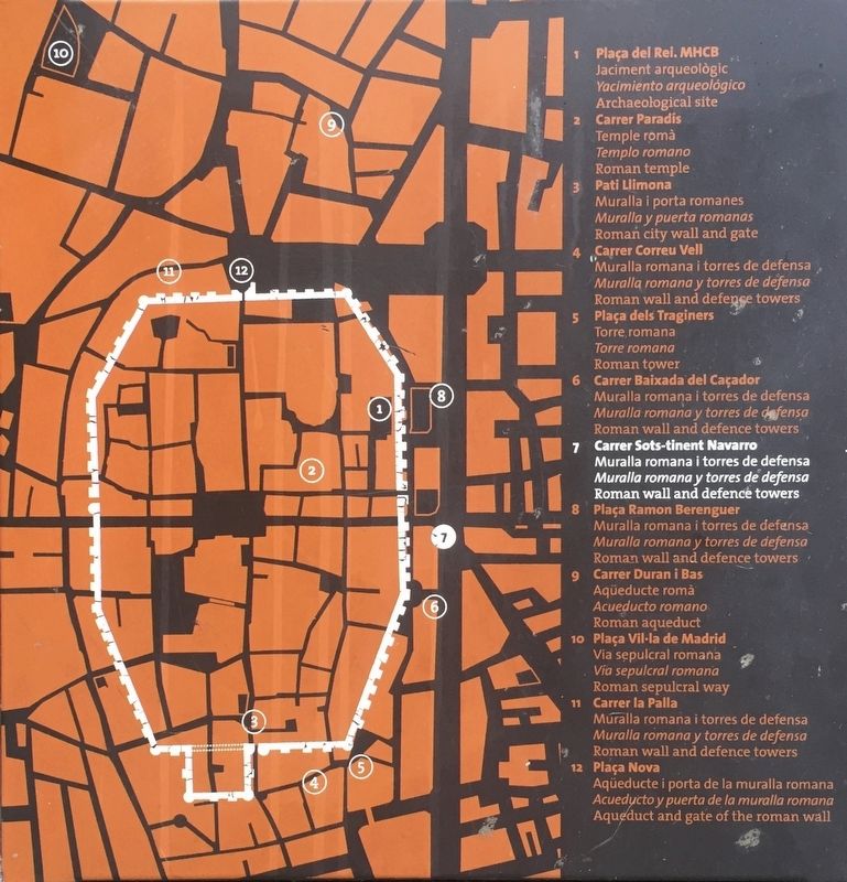 Marker Inset showing outline of the Roman Wall and location of access points image. Click for full size.