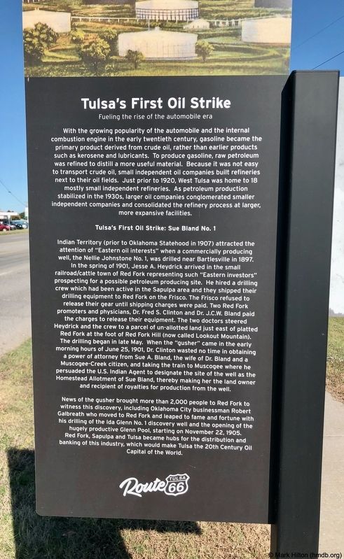 Tulsa's First Oil Strike Marker image. Click for full size.