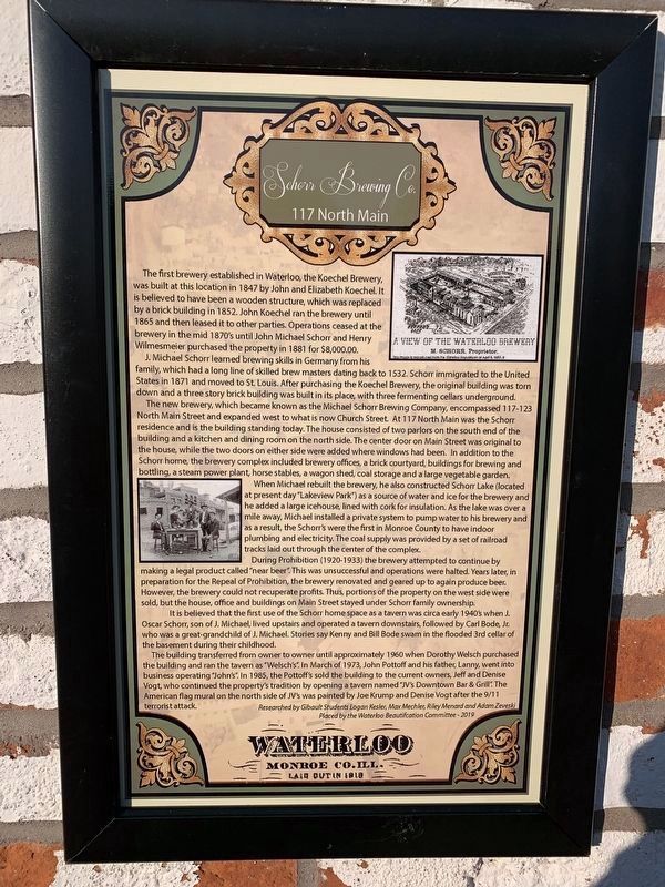 Schorr Brewing Co. Marker. Click for full size. Schorr Brewing Co. Marker image. Click for full size.