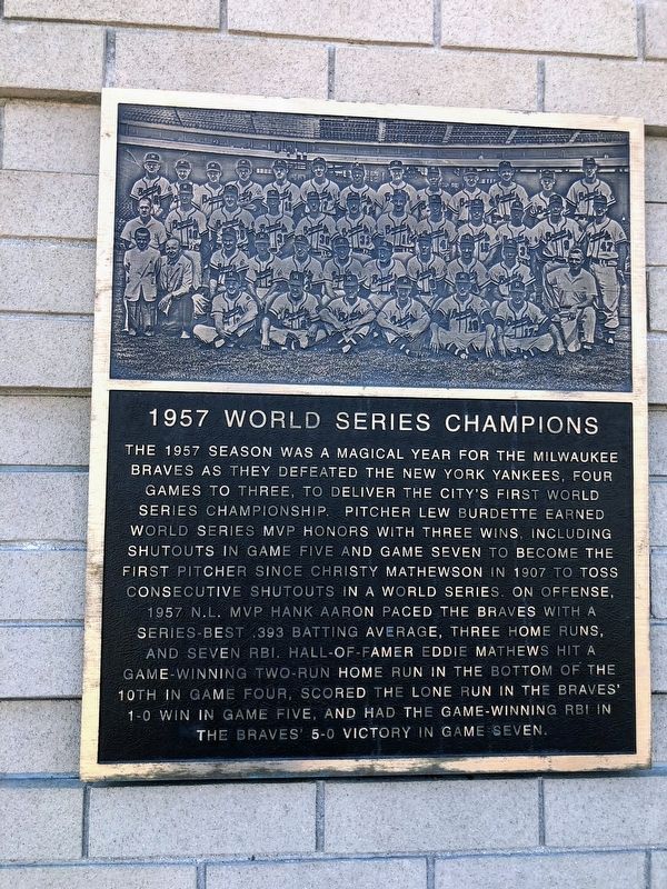 1957 World Series Champions Marker image. Click for full size.