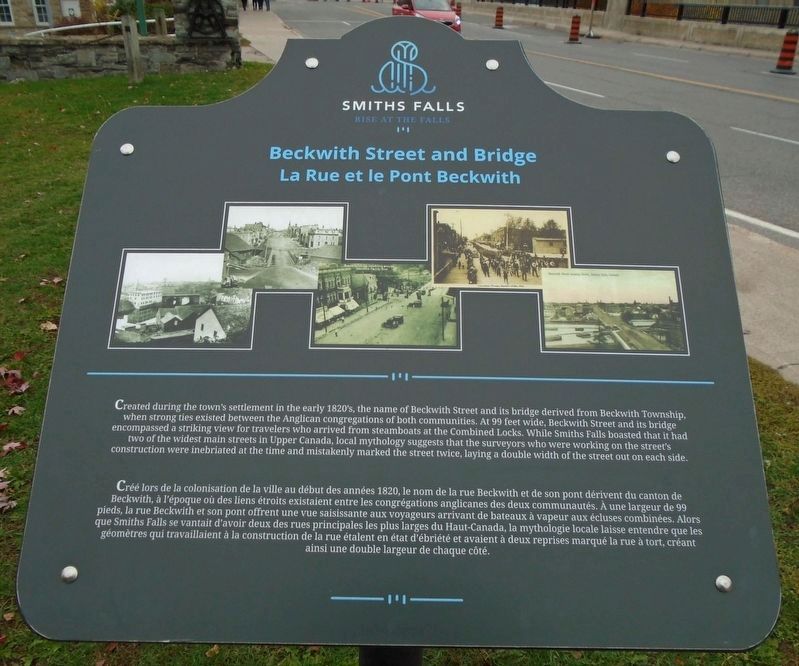 Beckwith Street and Bridge / La rue et le pont Beckwith Marker. Click for full size. Beckwith Street and Bridge / La rue et le pont Beckwith Marker image. Click for full size.