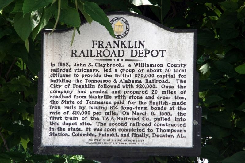 Franklin Railroad Depot Marker image. Click for full size.