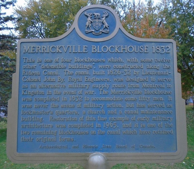 Merrickville Blockhouse 1832 Marker image. Click for full size.