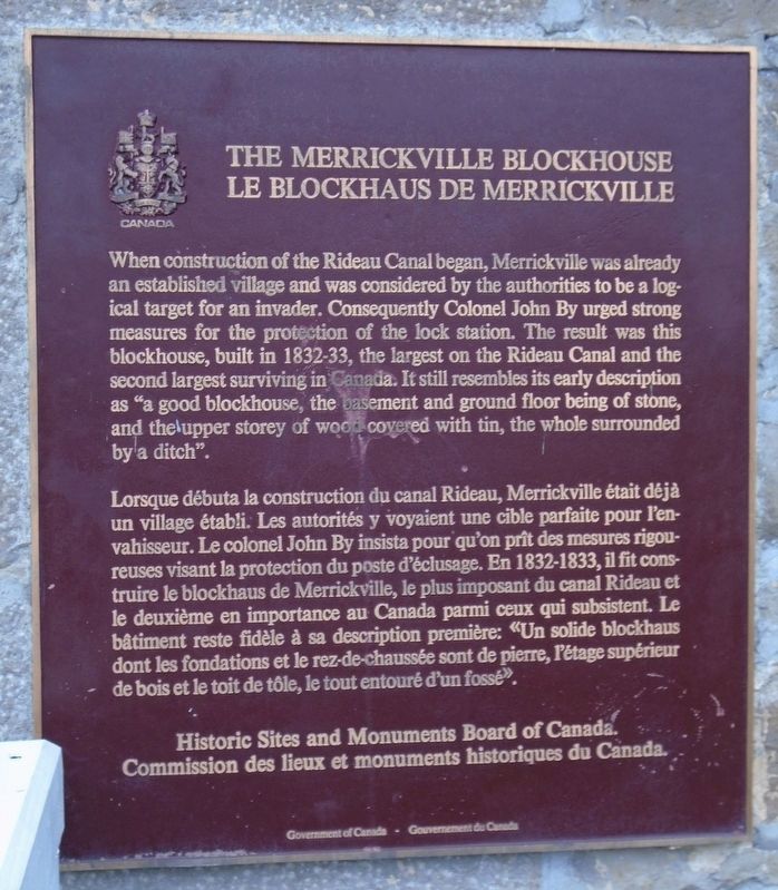The Merrickville Blockhouse / Le blockhaus de Merrickville Marker image. Click for full size.