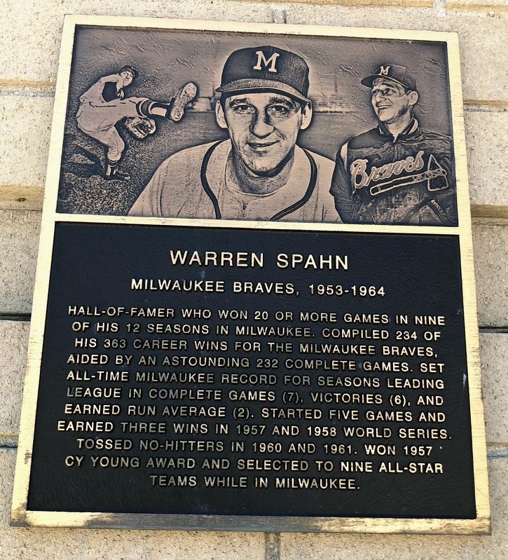 Warren Spahn Marker image. Click for full size.