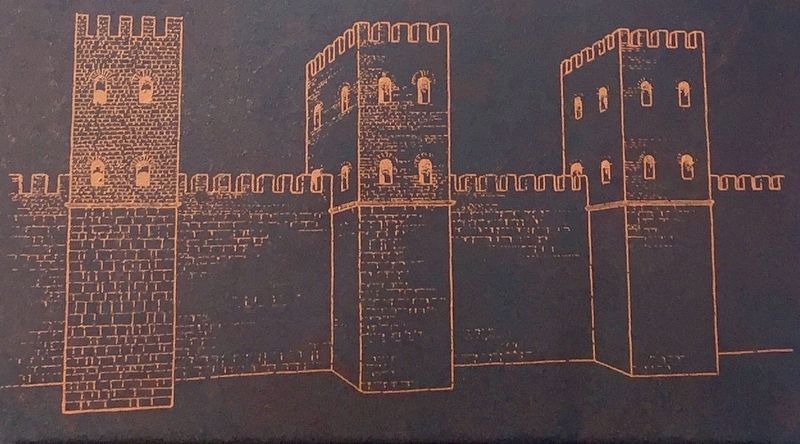 Inset illustration: artist's depiction of how the wall probably looked in Roman times image. Click for full size.