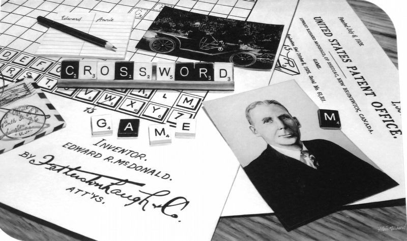 Marker detail: Edward Richard McDonald<br>Crossword Inventor image. Click for full size.