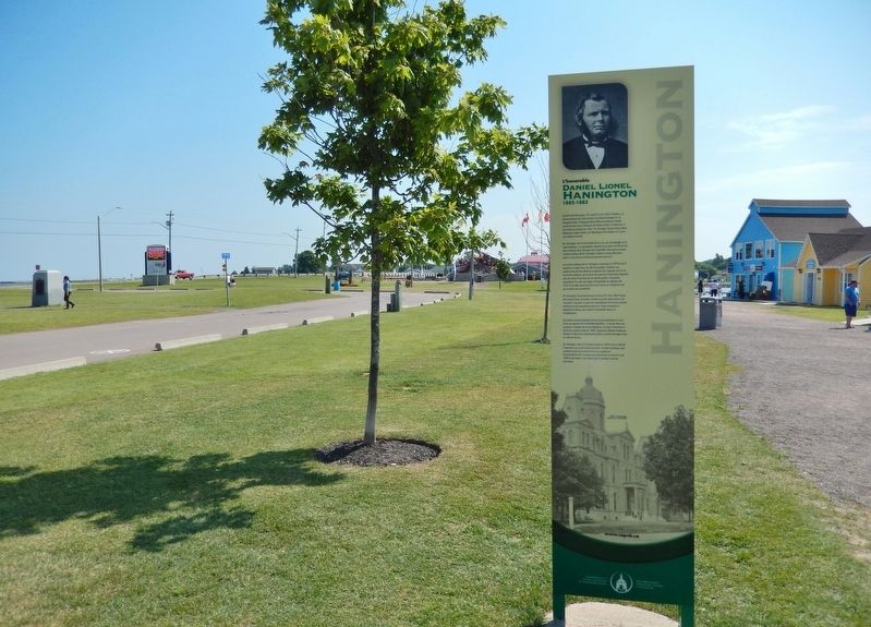 Daniel Lionel Hanington Marker  <i>wide view<br>(French side  Main Street in left background)</i> image. Click for full size.