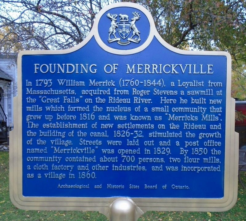 Founding of Merrickville Marker. Click for full size. Founding of Merrickville Marker image. Click for full size.