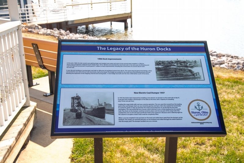1906 Dock Improvements / New Electric Coal Dumper 1937 interpretive panel image. Click for full size.