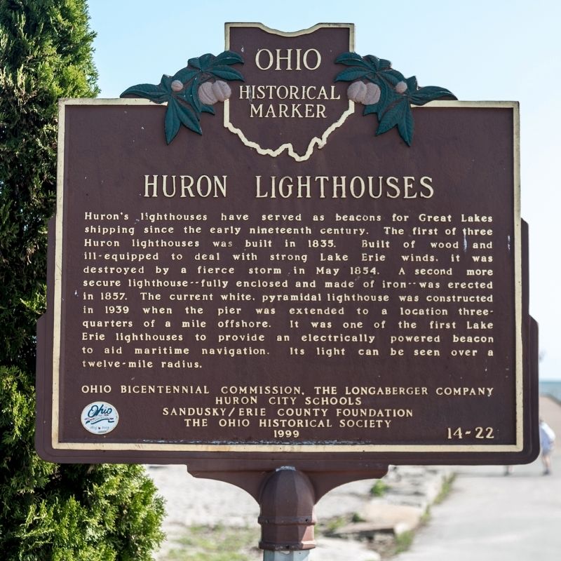 Huron Lighthouses side of marker image. Click for full size.