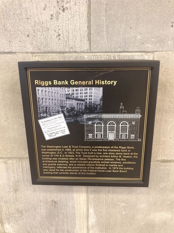 Riggs Bank General History Marker image. Click for full size.
