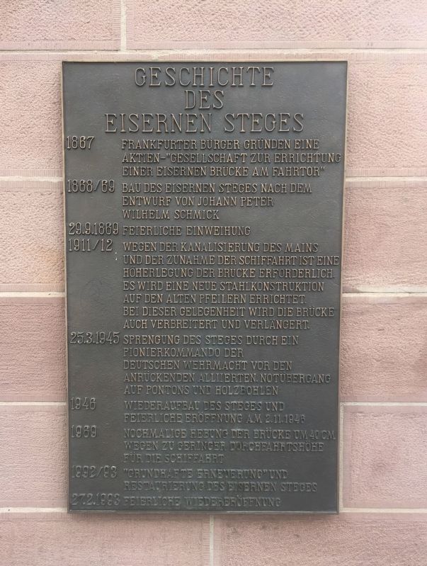 Eiserner Steg / The Iron Bridge Marker. Click for full size. Eiserner Steg / The Iron Bridge Marker image. Click for full size.