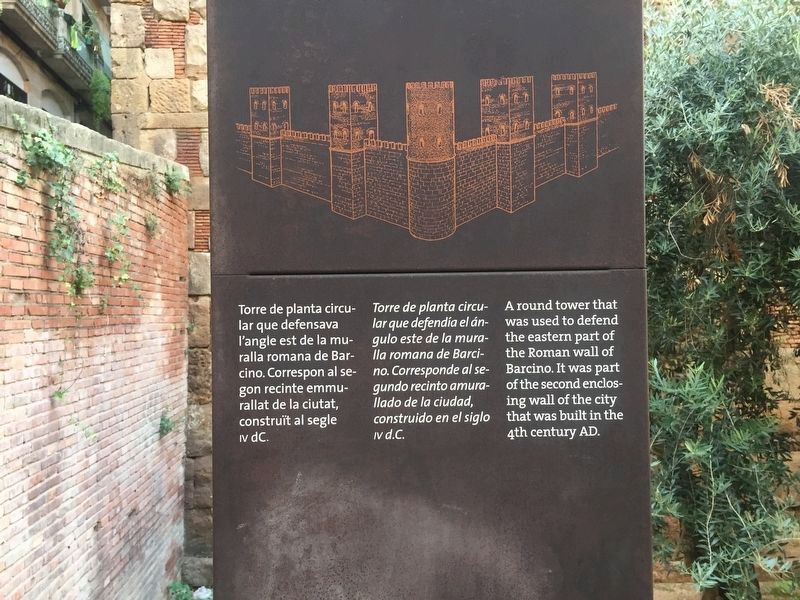 Roman Tower: Plaça dels Traginers Marker. Click for full size. Roman Tower: Plaça dels Traginers Marker image. Click for full size.