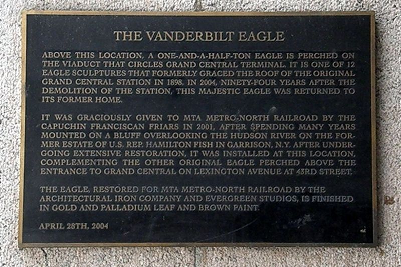 The Vanderbilt Eagle Marker. Click for full size. The Vanderbilt Eagle Marker image. Click for full size.