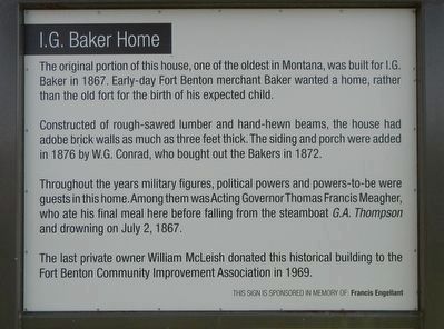 I.G. Baker Home Marker image. Click for full size.