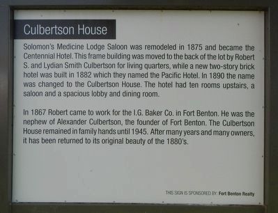 Culbertson House Marker. Click for full size. Culbertson House Marker image. Click for full size.