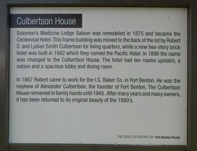 Culbertson House Marker image. Click for full size.