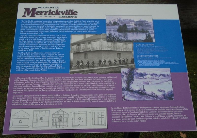 Blockhaus de Merrickville Blockhouse Marker image. Click for full size.