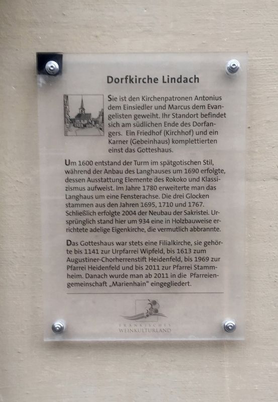 Dorfkirche Lindach / Lindach Village Church Marker image. Click for full size.