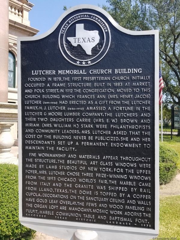 Lutcher Memorial Church Building Marker image. Click for full size.