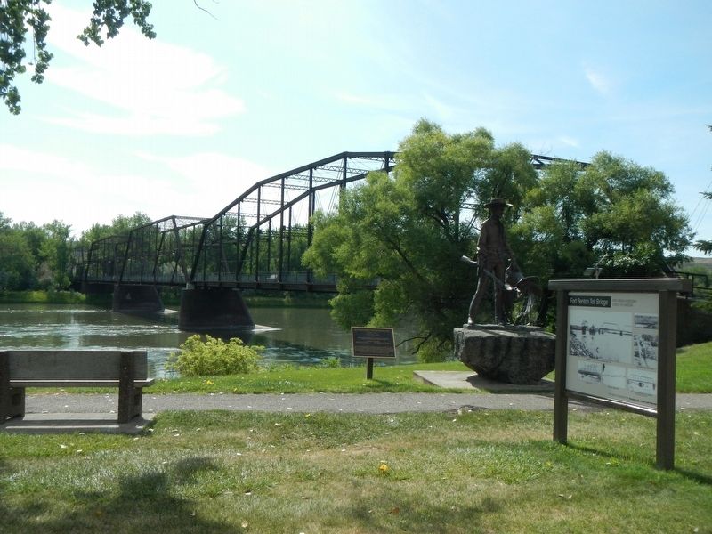 Old Fort Benton Bridge and Marker image. Click for full size.