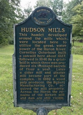 Hudson Mills Marker image. Click for full size.