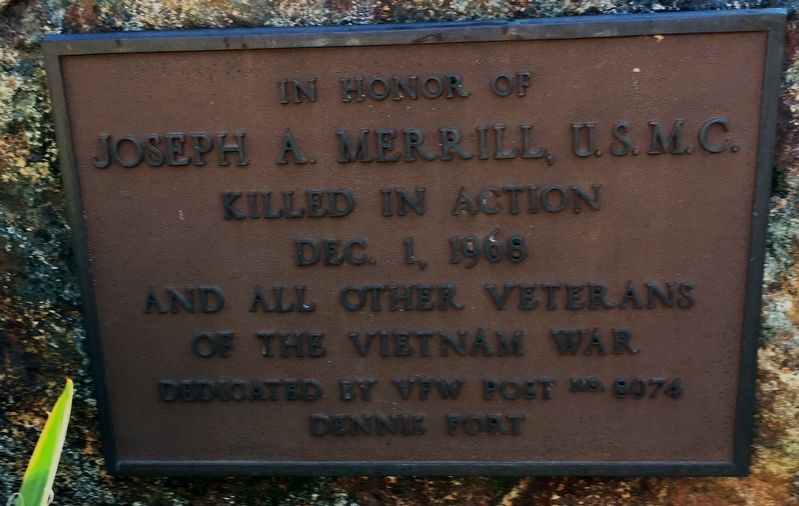Joseph A. Merrill, U.S.M.C. Marker. Click for full size. Joseph A. Merrill, U.S.M.C. Marker image. Click for full size.