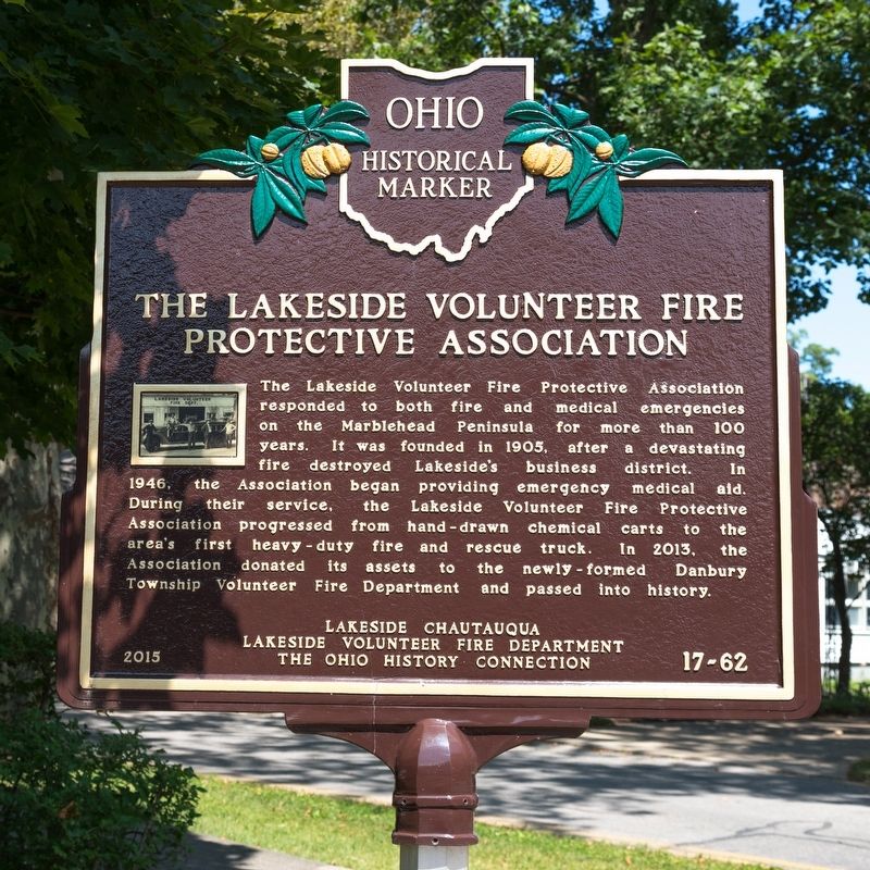 The Lakeside Volunteer Fire Protective Association side of marker image. Click for full size.