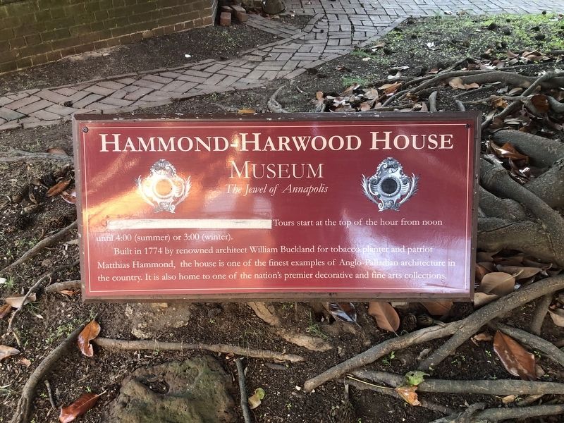 Hammond-Harwood House Museum Marker. Click for full size. Hammond-Harwood House Museum Marker image. Click for full size.