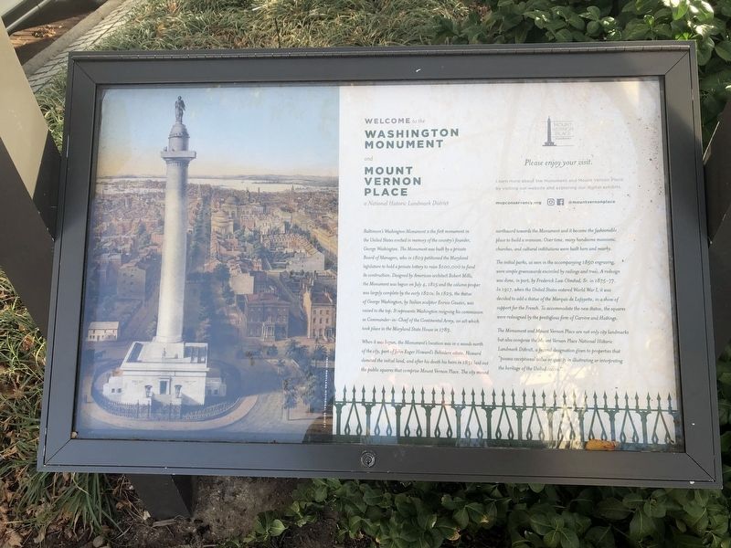 Welcome to the Washington Monument and Mount Vernon Place Marker image. Click for full size.