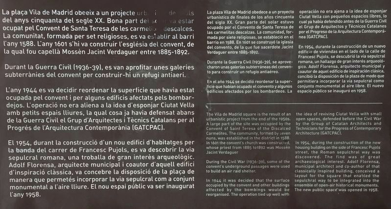 Roman Sepulchral Way and Vila de Madrid Square Marker - text only view image. Click for full size.