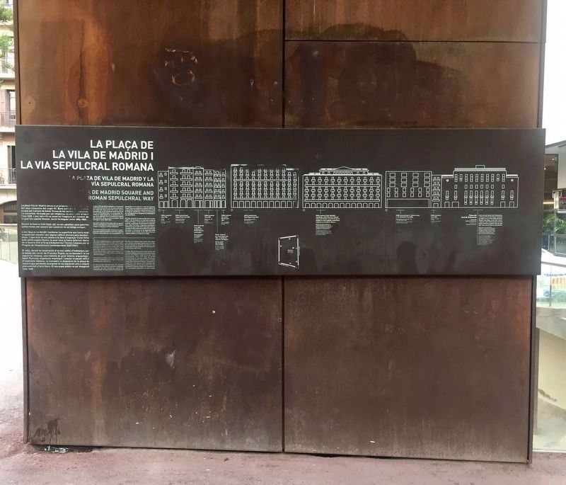 Roman Sepulchral Way and Vila de Madrid Square Marker - complete view image. Click for full size.