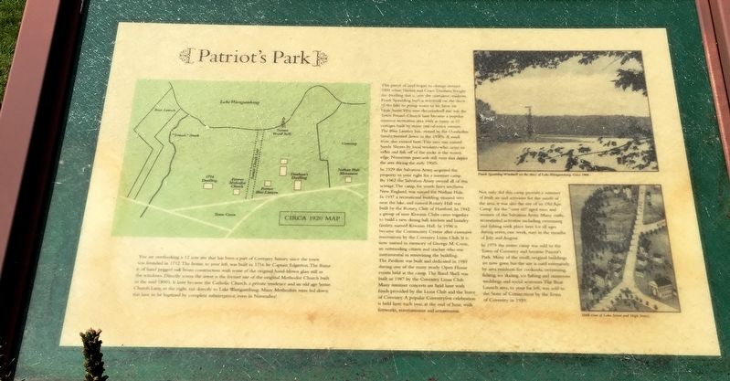 Patriot’s Park Marker. Click for full size. Patriot’s Park Marker image. Click for full size.