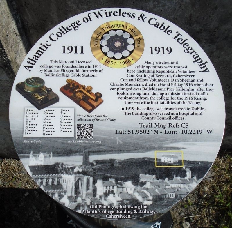 Atlantic College of Wireless & Cable Telegraphy Marker. Click for full size. Atlantic College of Wireless & Cable Telegraphy Marker image. Click for full size.