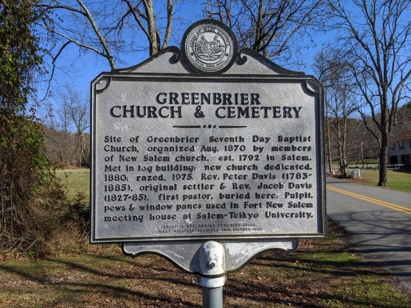 Greenbrier Church & Cemetery Marker. Click for full size. Greenbrier Church & Cemetery Marker image. Click for full size.