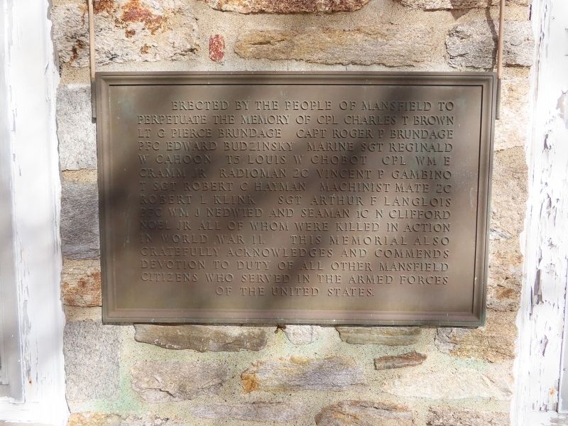 Mansfield World War II Memorial. Click for full size. Mansfield World War II Memorial image. Click for full size.
