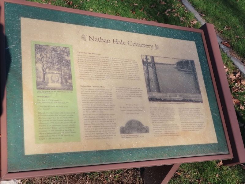 Nathan Hale Cemetery Marker image. Click for full size.