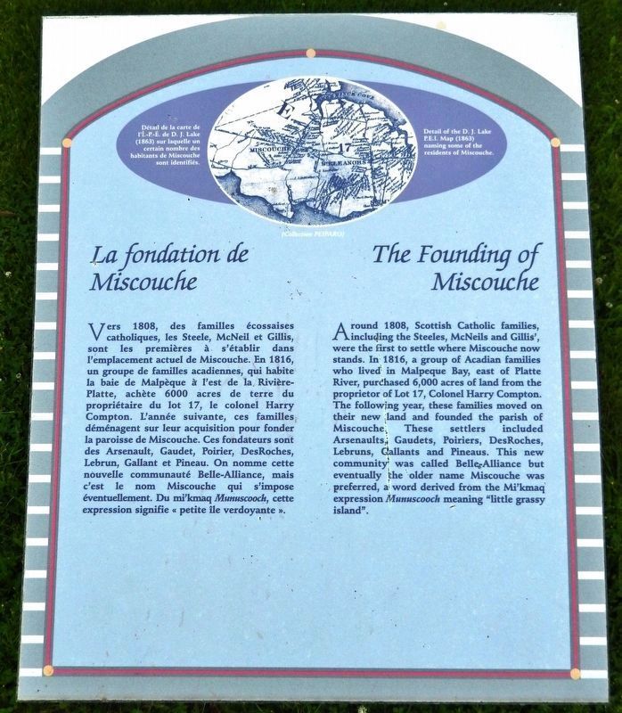 La fondation de Miscouche /<br>The Founding of Miscouche Marker image. Click for full size.