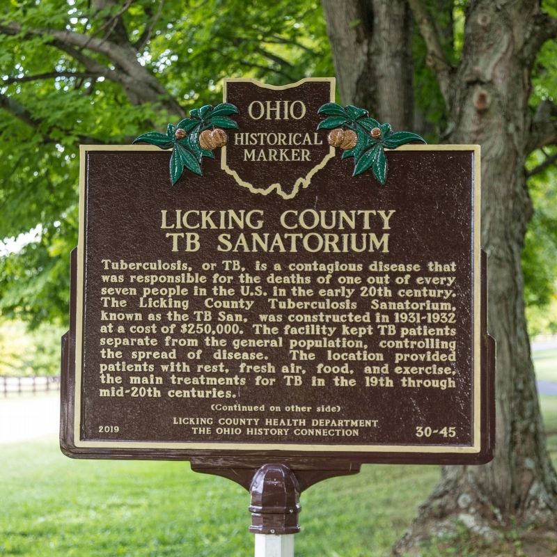 Licking County TB Sanatorium side of marker image. Click for full size.