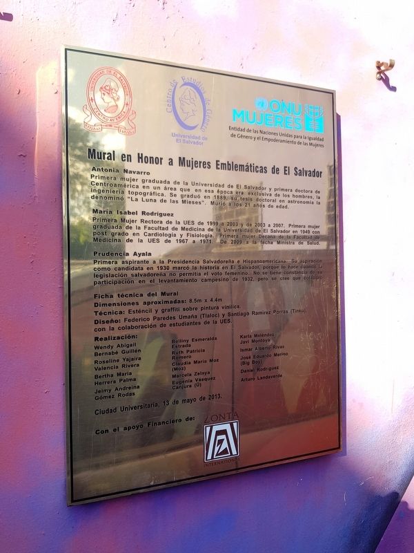 Mural in Honor of Salvadoran Women Marker. Click for full size. Mural in Honor of Salvadoran Women Marker image. Click for full size.