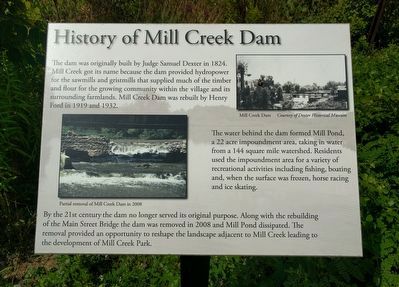 History of Mill Creek Dam Marker image. Click for full size.