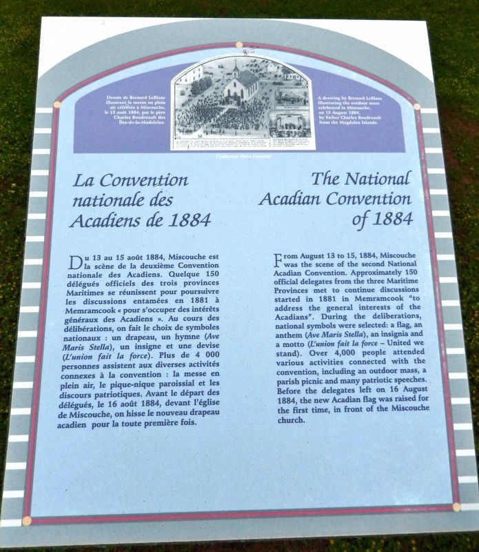 La Convention nationale des Acadiens de 1884 /<br>The National Acadian Convention of 1884 Marker image. Click for full size.