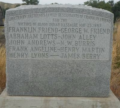 Victims of Blood Indian Massacre Marker. Click for full size. Victims of Blood Indian Massacre Marker image. Click for full size.