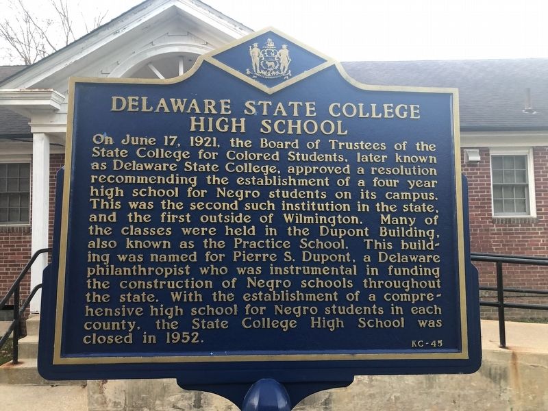 Delaware State College High School Marker image. Click for full size.