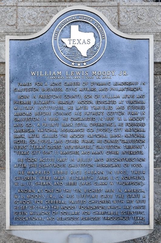 William Lewis Moody, Jr. Marker image. Click for full size.